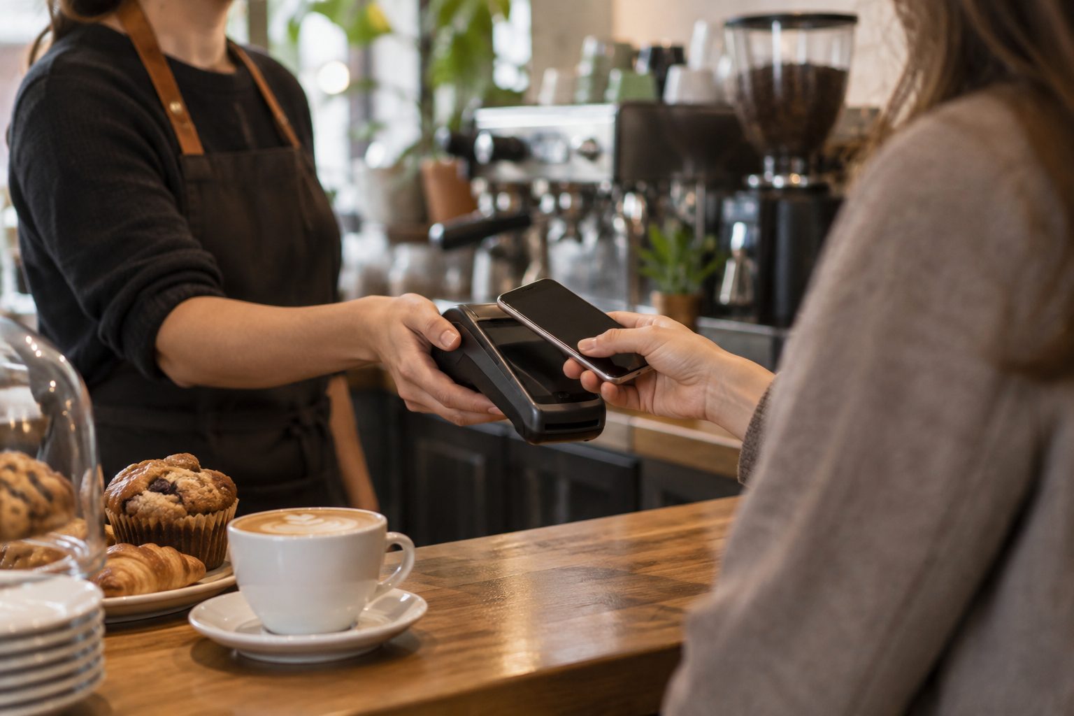 Il banco di un bar che incassa con Shoppi Pay